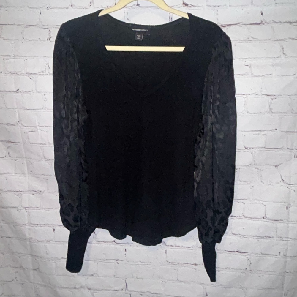 Fifteen Twenty Contrast Bishop Sleeve Top Size XS - Picture 1 of 7